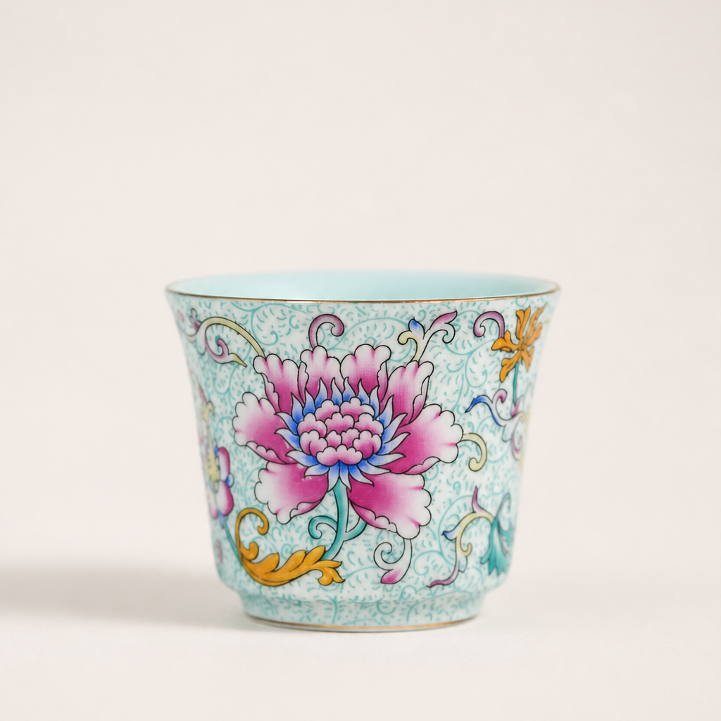 Locale Lotus İşlemeli Çaydanlık ve Fincan Mini Set