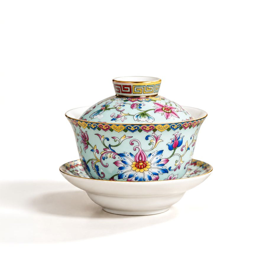 İşlemeli Kapaklı Çay Kasesi (Gaiwan)